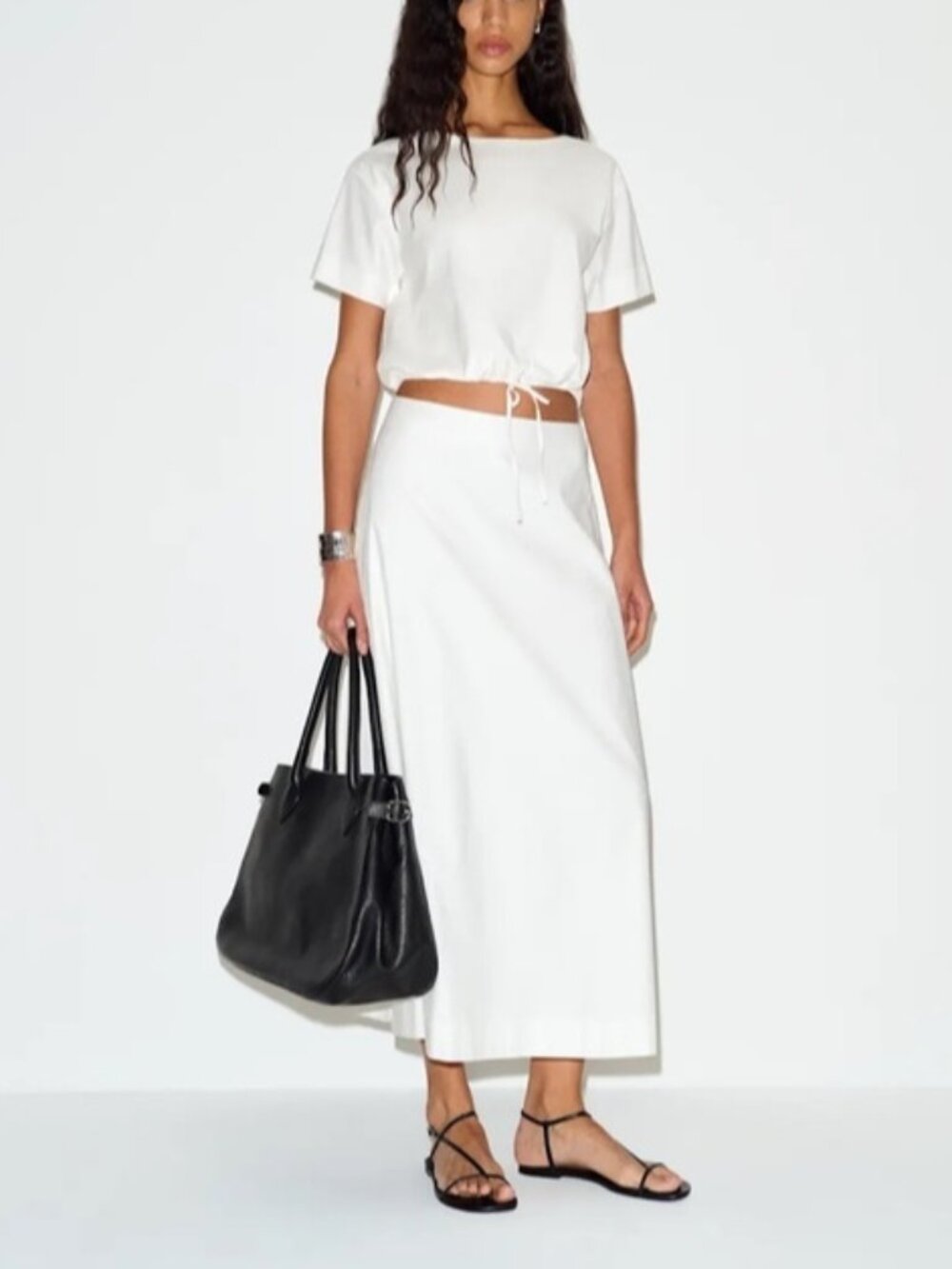 NEW Reformation Jordan Two Piece Short Sleeve Skirt Set Cotton White | US 6 UK10